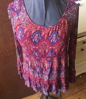 Patrons of Peace whimsical babydoll boho top thumbnail 1