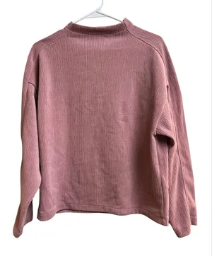 Madewell Striped Jacquard Funnelneck Top Soft Ribbed Woodrose Pink Medium thumbnail 1