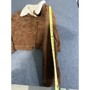 BBJ Los Angeles Women's Brown Cotton Sherpa Lined Trucker Jacket Pockets Sz XL thumbnail 8
