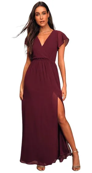 Lulus Lost in the Moment Burgundy Maxi Dress size 1XL NWT thumbnail 1