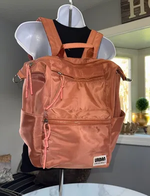 Urban Originals Coral Satin Backpack with Multiple Zips thumbnail 1