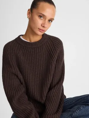 Madewell Ribbed Cotton-Blend Sweater molasses brown chunky knit Size XS NWOT thumbnail 2