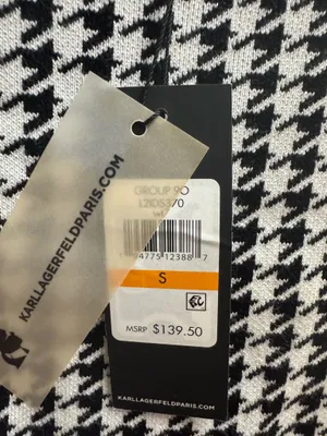 Karl Lagerfeld Black & White Houndstooth Knit Fit-and-Flare Dress thumbnail 2
