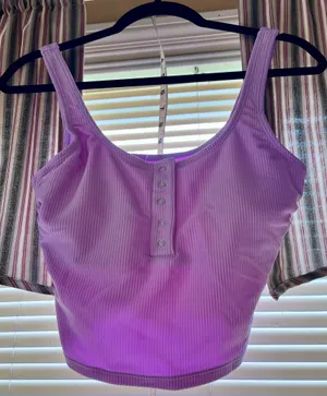 Lavender Ribbed Crop Top thumbnail 1
