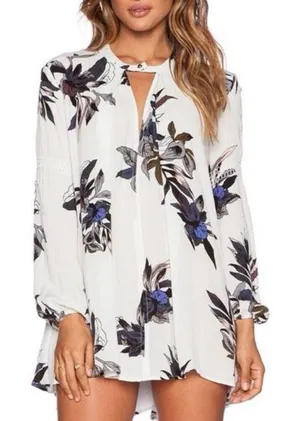 ✨Free people White Combo Electric Orchid Sz Small Swing Tunic✨ thumbnail 1