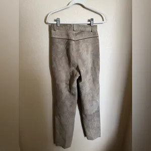 Vintage leather suede pants embroidered‎ german oktoberfest sz XS tan thumbnail 6