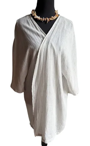 Tahari Linen Blend Open Front Cardigan Wrap One Size Coastal Resort Cover Up thumbnail 1