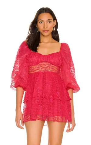 Majorelle Revolve Brielle‎ Lace Mini Dress in Cabaret Pink thumbnail 1