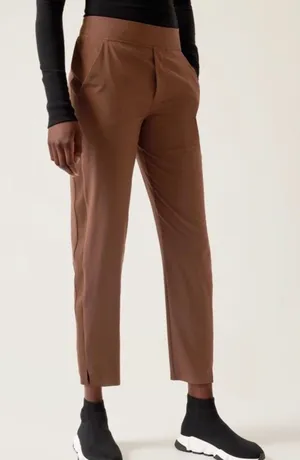 NWT Athleta Brooklyn Ankle Pant 12 Tall Mahogany Brown Travel Stretch Tapered thumbnail 1