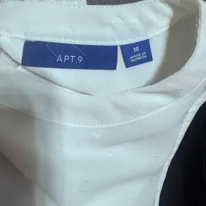Apt.‎ 9 Womens White Sleeveless Clip Dot Tiered Blouse sz M Office Coquette thumbnail 5
