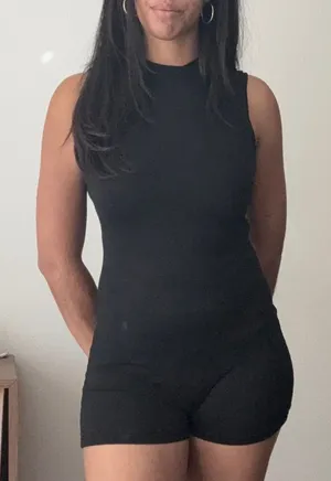 SHEIN Black Mock Neck Sleeveless Bodycon Romper Playsuit Size M thumbnail 1