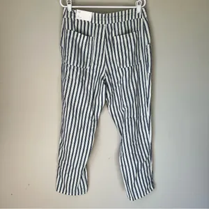 American Eagle Women’s Striped High Rise Taper Fir Pants Size 12 New thumbnail 5