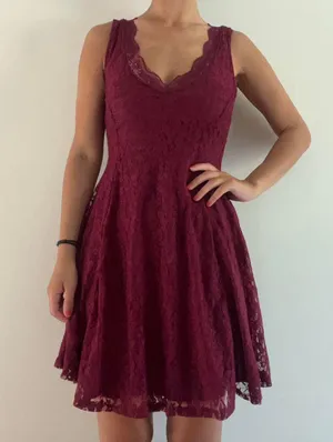 Charlotte Russe Red Wine Dress Lace thumbnail 1