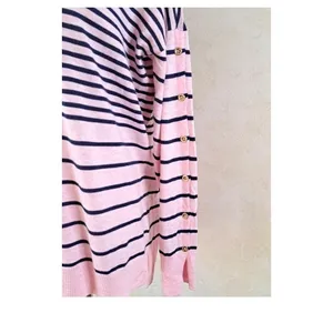 Lilly Pulitzer Melenie Cool-Max Sweater L Heathered Pink Tropics Stripe Nautical thumbnail 4