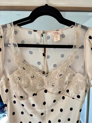 Camila Coelho Polka Dot Lace Butterfly Maxi Dress Cream and Black size Small S thumbnail 2