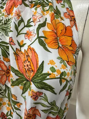 Petal&Pup Floral Halter Maxi Dress in White with Orange & Green Size 4 thumbnail 7