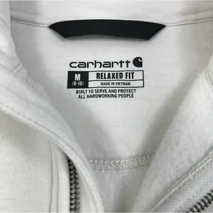 CARHARTT Relaxed-Fit Quarter-Zip Sweatshirt W's Sz M Cream Fleece Inside Cozy thumbnail 8