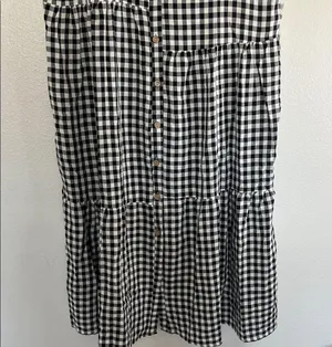 NWOT Amazon Black and White Gingham Checkered Dress sz L thumbnail 3