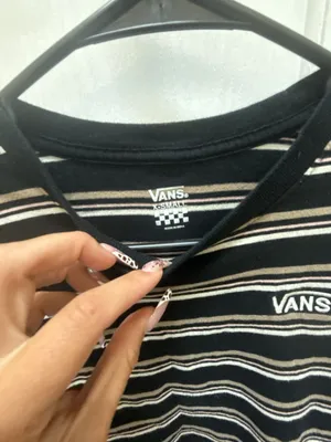 Vans Pismo Striped Long Sleeve T-Shirt Black White Tan Pink X-Small thumbnail 2