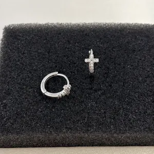 13mm Cross Hoop Earrings for Men Women Streetwear Punk Hip Hop Unisex Earrings thumbnail 4