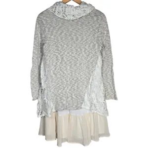 Altar'd State Gray White Lace Cowl Neck‎ Tunic Dress Layered Size M thumbnail 2