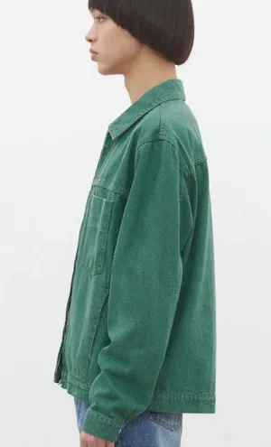 Munisa Green Denim Jacket Size M thumbnail 2
