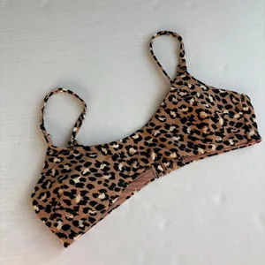 Women's Aerie scoop Bikini Top Tan/Black Leopard Print Size S thumbnail 1