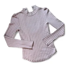 Free People Mock Neck Cutout Ribbed Long Sleeve Top‎ Size L thumbnail 1