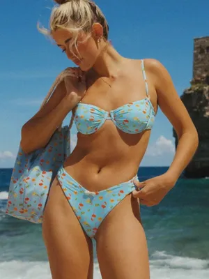 Dippin' Daisy's Aqua Cocktail Print Bikini Size Large Coastal Vacation Spritz thumbnail 1
