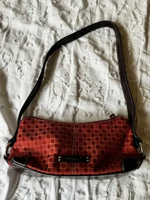 Nine & Co. Red Geometric Shoulder Bag with Dark Brown Trim thumbnail 1