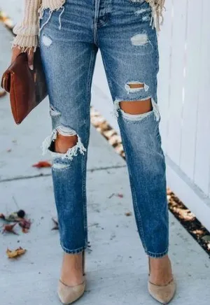 VICI Destroyed Boyfriend Denim Jeans thumbnail 1