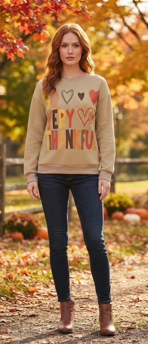 So Very Thankful (Thanksgiving) Sweatshirt - Tan thumbnail 1