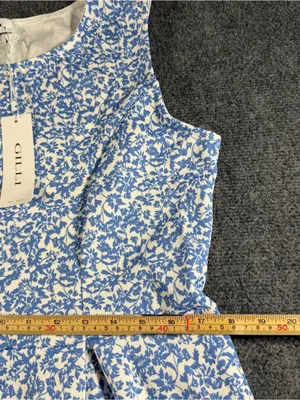 Gilli Boutique Brand Blue White Floral Sleeveless Fit Flare Dress 2XI NWT thumbnail 8