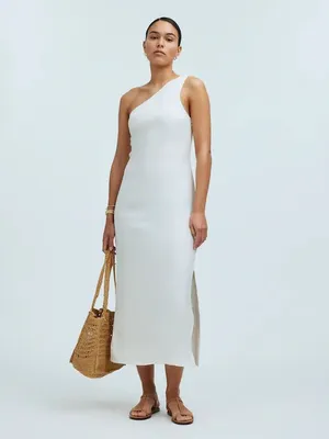 NWT Madewell One-Shoulder Midi Dress in Lighthouse White Size 2 thumbnail 2