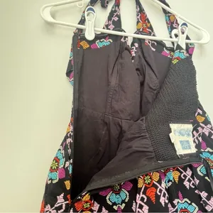 Anthropologie Edme & Esyllte Black Floral Halter Dress Size 4 thumbnail 9