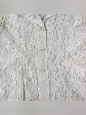 Victoria's Secret Gold Label White Sheer Lace Button Up Top Women's Size M thumbnail 6