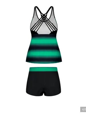 Chama Plus Size Color Block Tankini Swimsuits 2-Piece Top with Boyshorts 3XL thumbnail 4
