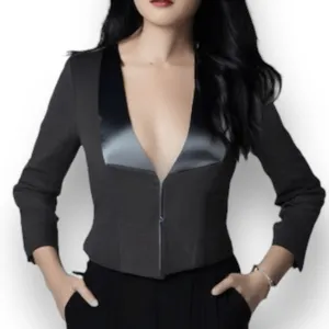 See By Chloé Black Tailored Blazer Satin Lapel Hourglass Jacket Timeless Classic thumbnail 8