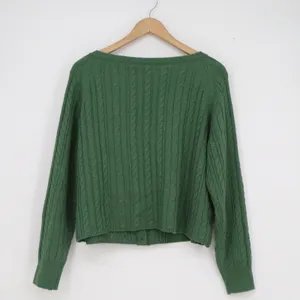 Momo Wonder Rocket Green Cable Knit Button Front Cardigan Sweater Bobble Detail thumbnail 5
