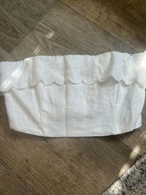 Reformation Lizzi Crop Linen Top White - Size 2 thumbnail 4