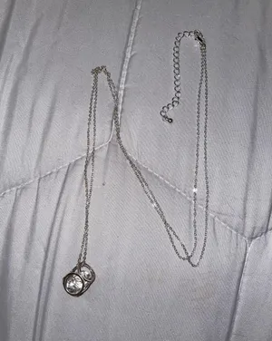 Long Faux Diamond Necklace Silver thumbnail 1