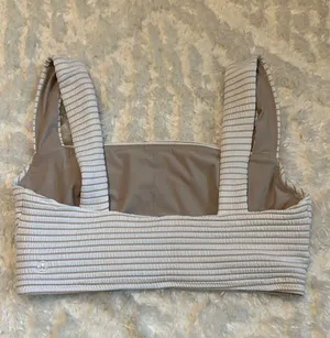 Lululemon White And Tan Striped Sports Bra Size 4 thumbnail 2