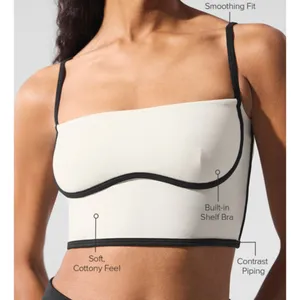 Alo Airbrush Streamlined Bra Tank Ivory Black Padded Sports Bralette Crop Top XS thumbnail 4