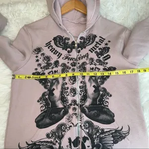 Unique print Heavy F*cking Metal zip up Hoodie size medium HAS FLAWS thumbnail 6