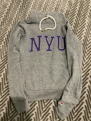League Gray Hoodie Sweater with Purple NYU Lettering thumbnail 2