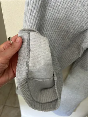 Aerie groove on velour light grey high rise pull on flare lounge pants M thumbnail 6