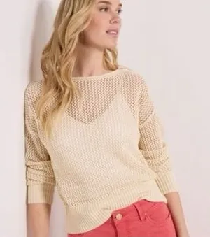 Sanctuary cotton Women’s Open-Knit crochet Sweater cream size‎ XL thumbnail 1