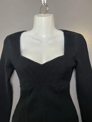 Abercrombie & Fitch Bodysuit Womens Medium Black Sweetheart Neck Long Sleeve thumbnail 1