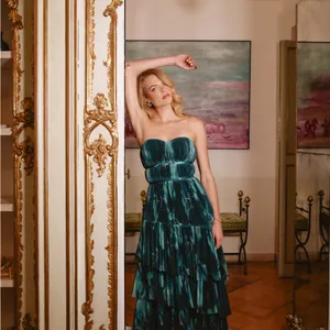 Hutch Lanza Strapless Tiered Ruffle Maxi Dress 4‎ Anthropologie Tulle Gown NWT thumbnail 5