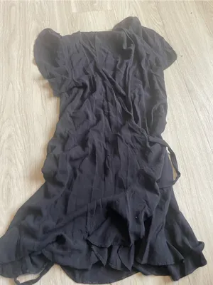 Black Short Sleeve Ruffle Hem Dress Size XS thumbnail 1